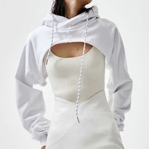 Celynia Soft Loose Cropped Hooded Long Sleeve Sweatshirt