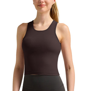 Celynia Seamless Vest Ladies Belt Chest Pad Rib Breathable Quick-Drying Top