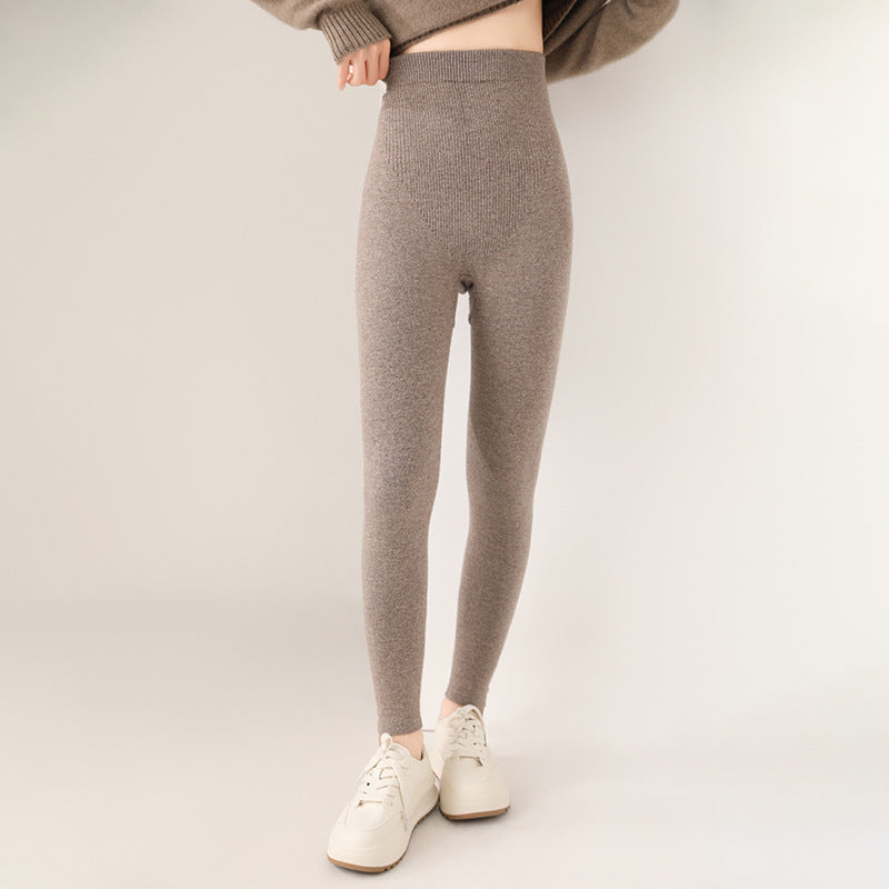 Celynia Sculpt Outer Wear Wool Knitted Seamless Leggings High Waist Warm-Keeping Pants Slimming All-Matching 25010301
