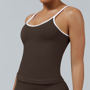 Celynia Seamless Contrast Color Vest Backless Clothes