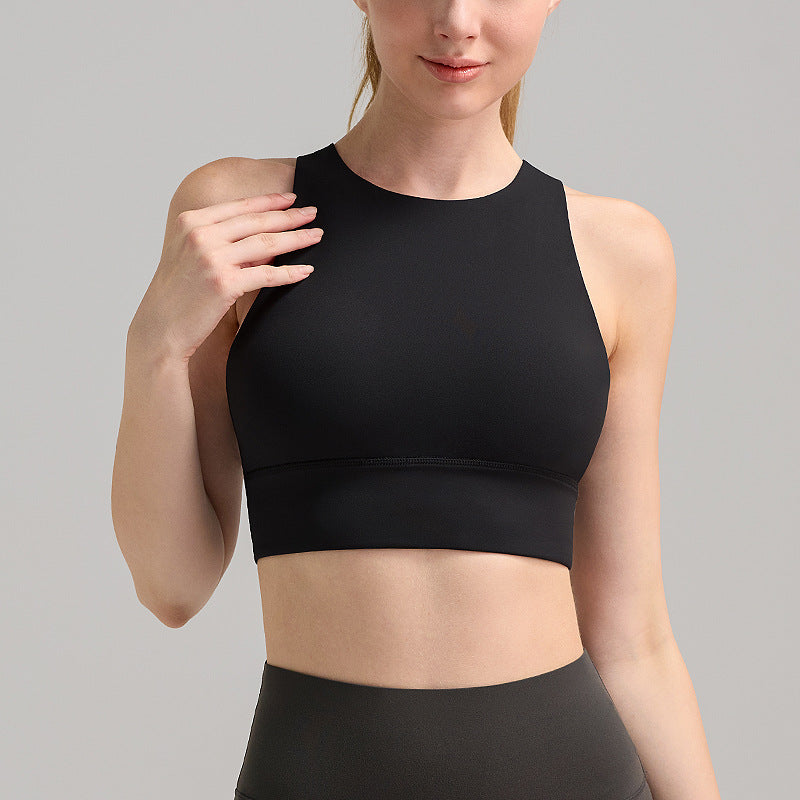 Celynia Seamless Vest Ladies Belt Chest Pad Rib Breathable Quick-Drying Top