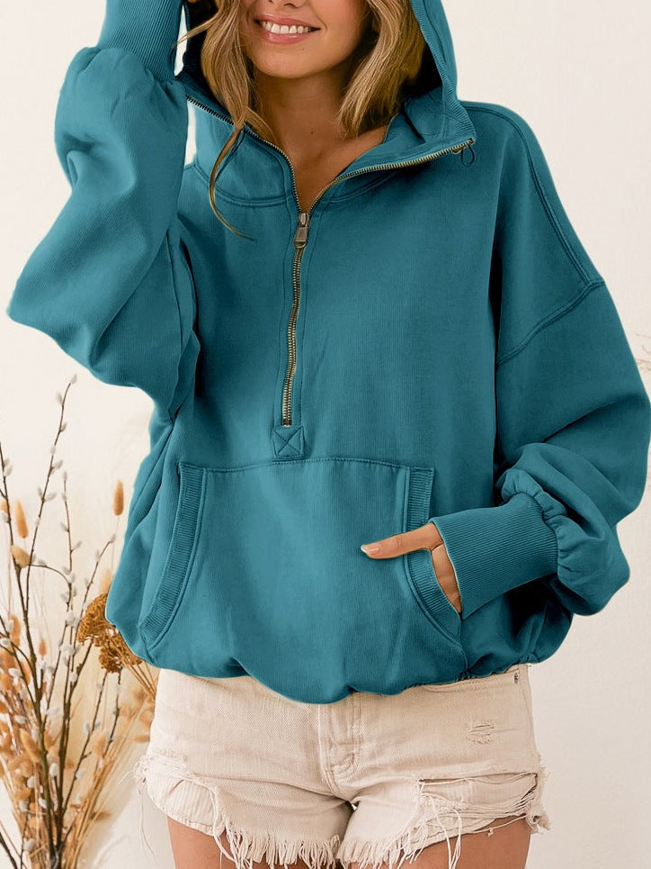 Celynia Soft Hoodie Solid-Color Pullover Top