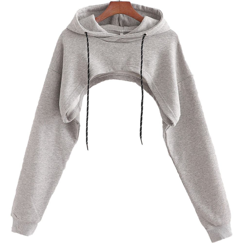 Celynia Soft Loose Cropped Hooded Long Sleeve Sweatshirt