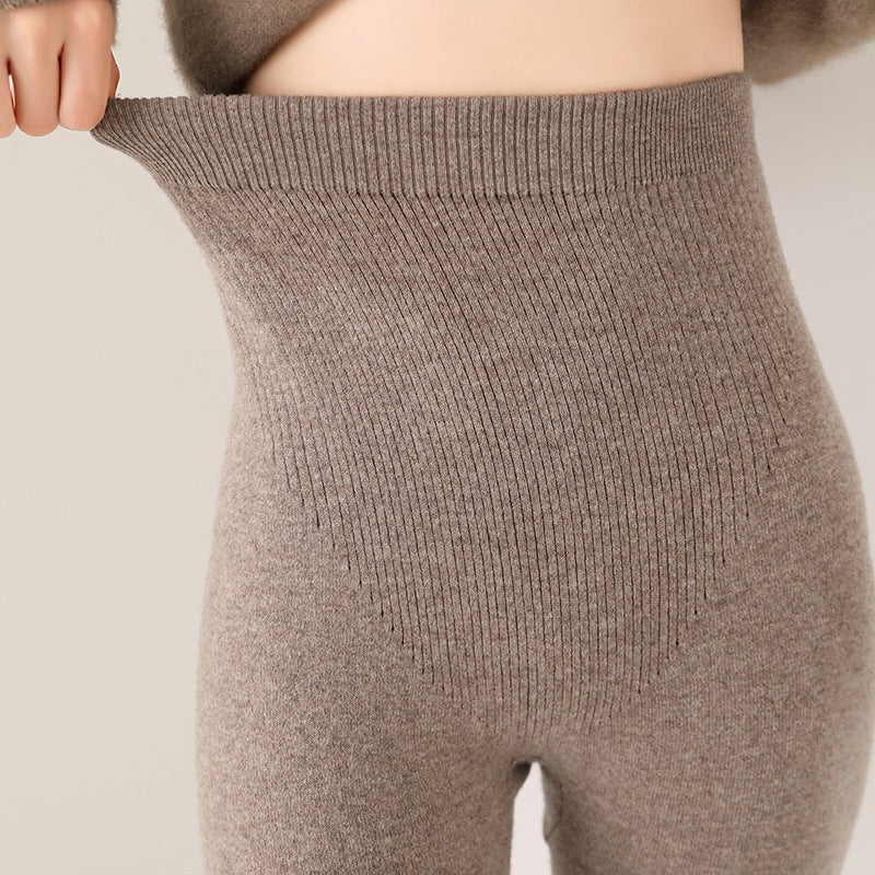Celynia Sculpt Outer Wear Wool Knitted Seamless Leggings High Waist Warm-Keeping Pants Slimming All-Matching