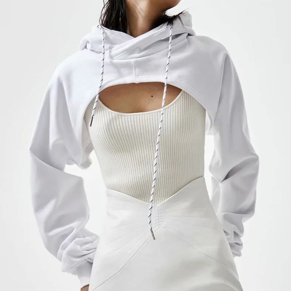 Celynia Soft Loose Cropped Hooded Long Sleeve Sweatshirt