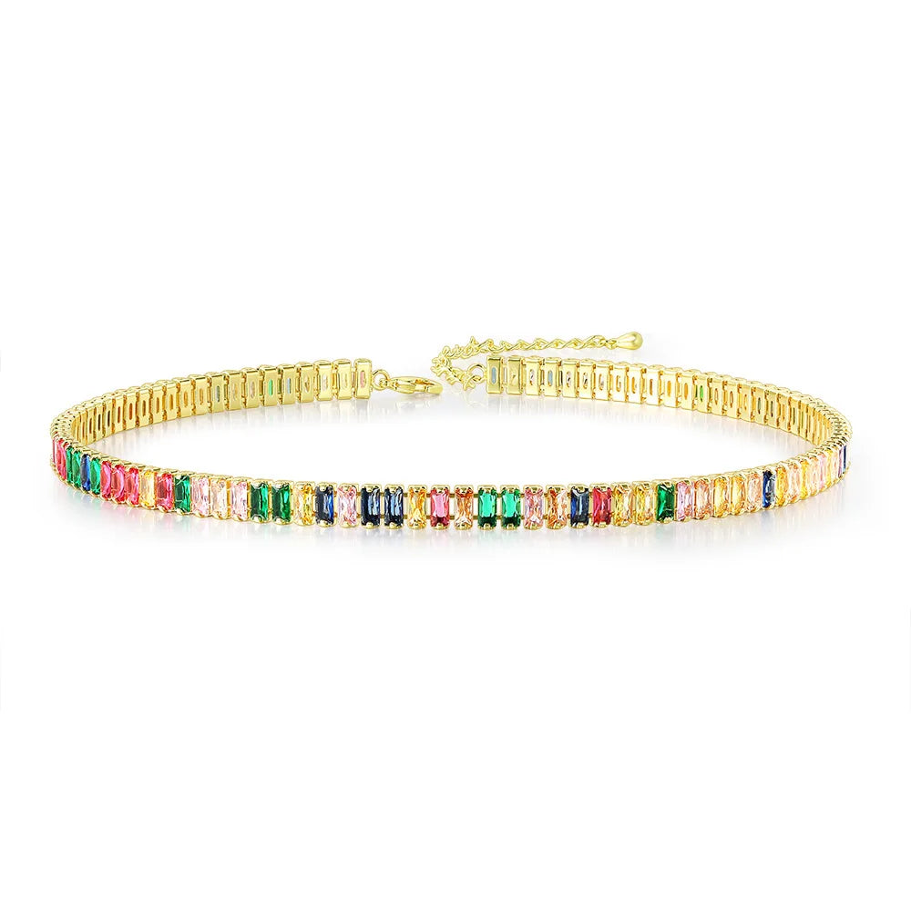 Tennis Choker stacked with other choker necklace pieces