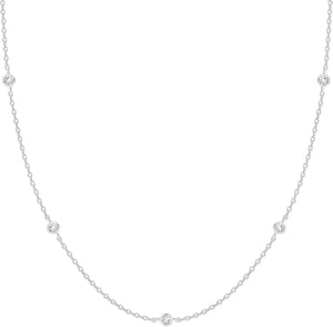 Station Necklace worn by model, everyday necklace style