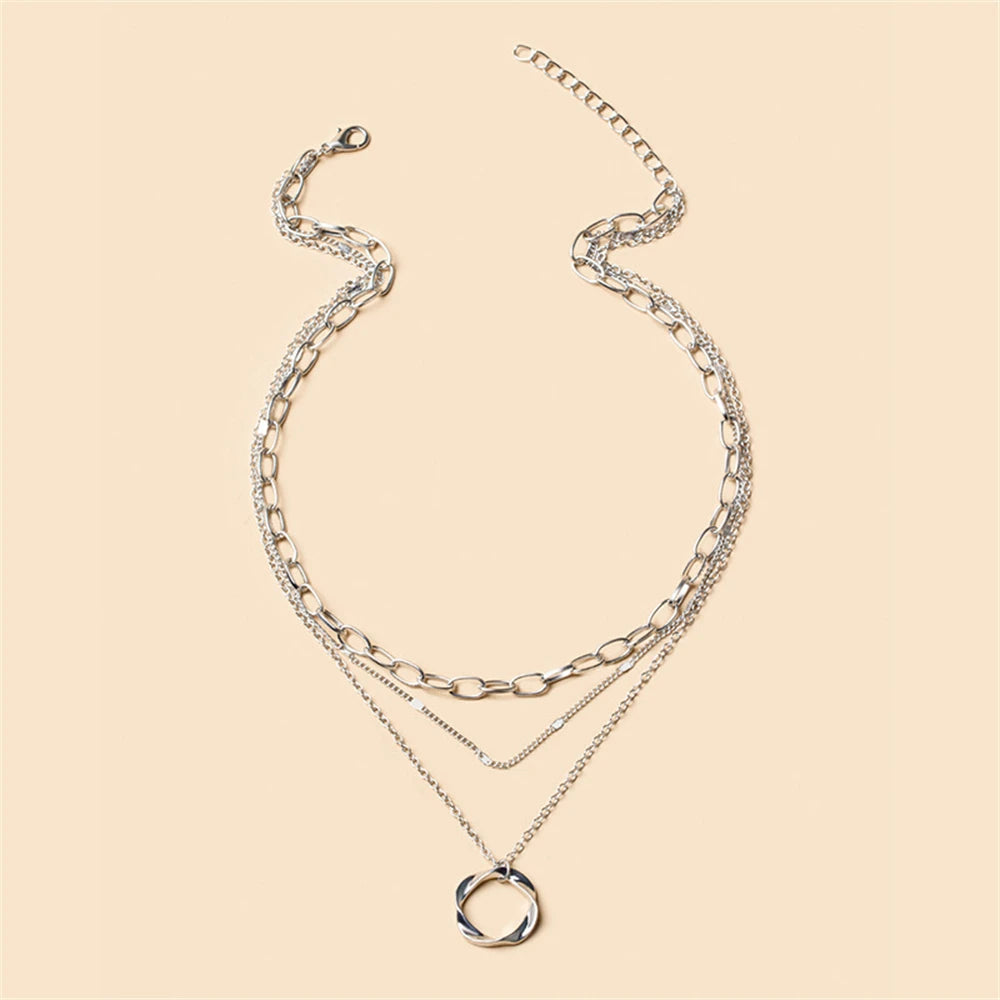 Multi Chain lifestyle image, trendy jewelry