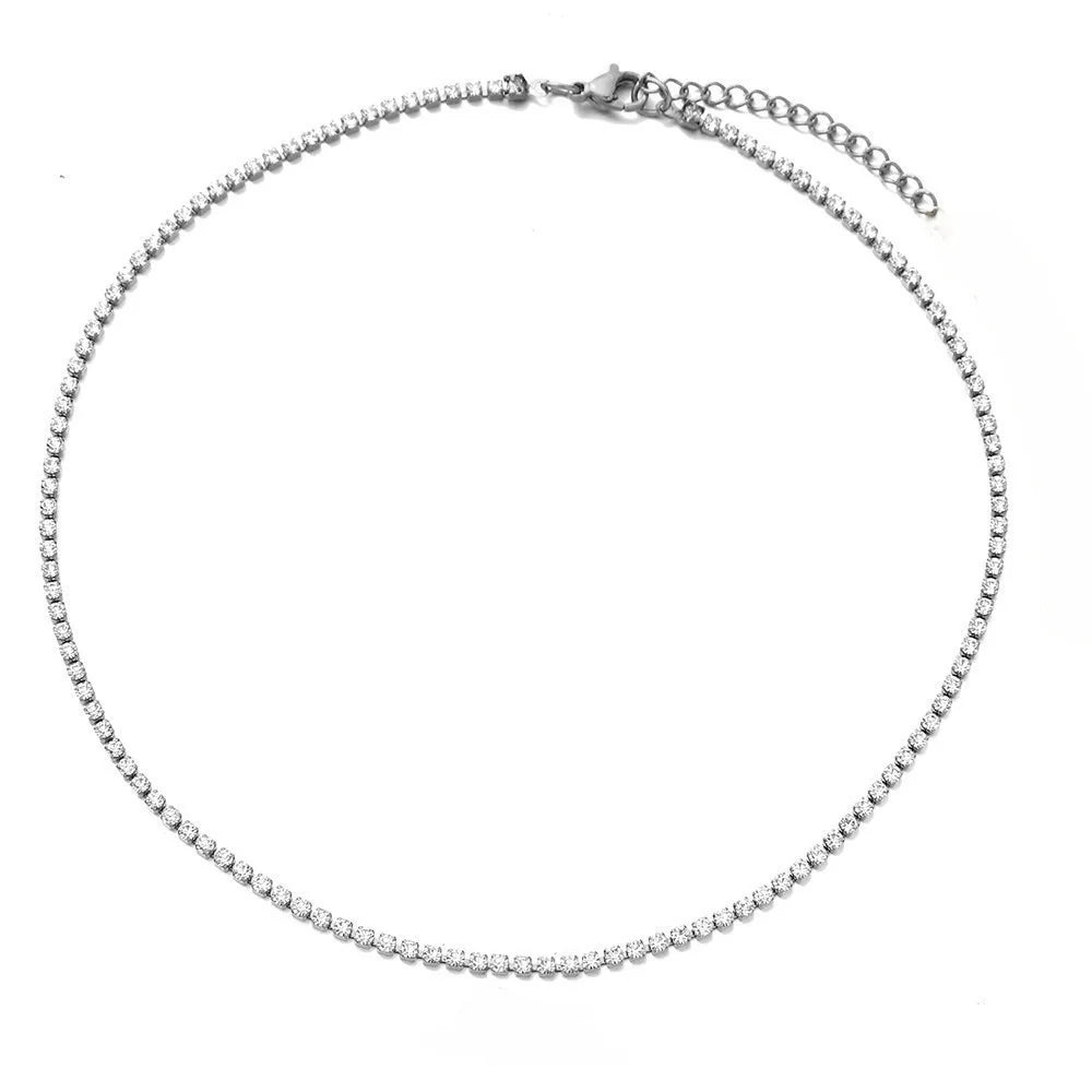 Dainty Tennis worn by model, sparkling jewelry style