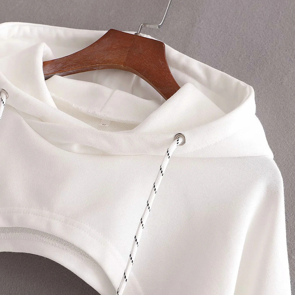 Celynia Soft Loose Cropped Hooded Long Sleeve Sweatshirt