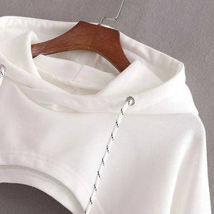 Celynia Soft Loose Cropped Hooded Long Sleeve Sweatshirt