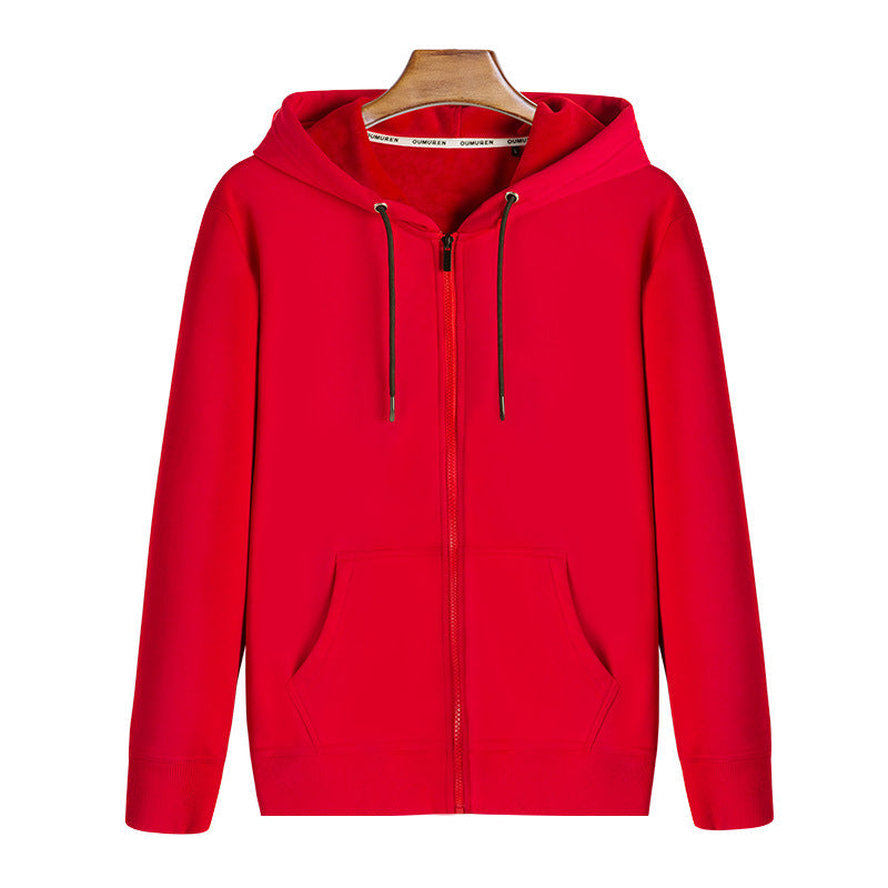Celynia Soft Zipper Hoodie Solid Color Plus Fleece Sweatshirt