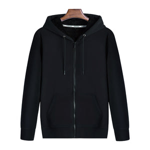 Celynia Soft Zipper Hoodie Solid Color Plus Fleece Sweatshirt