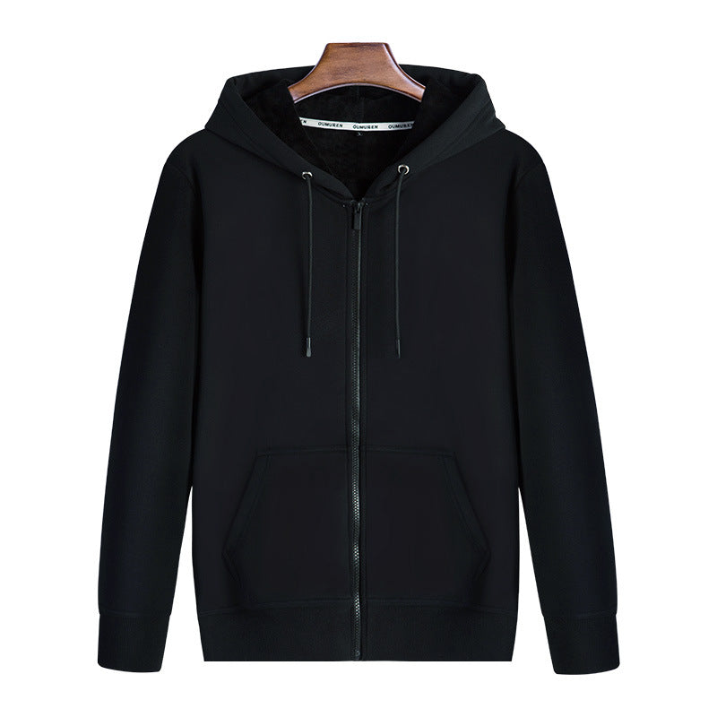 Celynia Soft Zipper Hoodie Solid Color Plus Fleece Sweatshirt