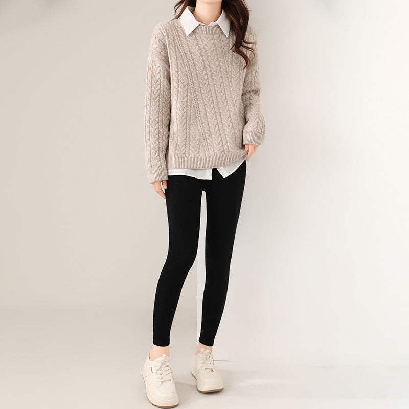 Celynia Sculpt Outer Wear Wool Knitted Seamless Leggings High Waist Warm-Keeping Pants Slimming All-Matching