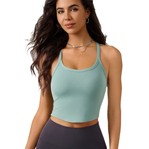 Celynia Seamless Bra With Thin Shoulder Straps, Integrated Chest Pads, Racerback Camisole Tank Top